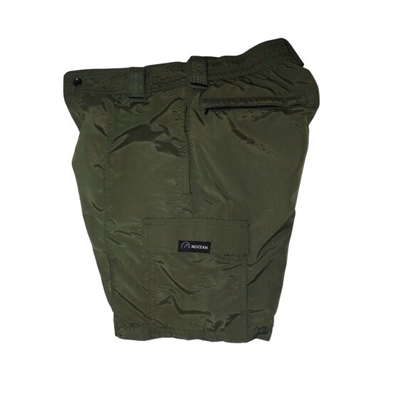 Mocean Tactical Cargo Shorts Green Nylon Elastic Waist Unisex Small W 28” - Picture 3 of 6